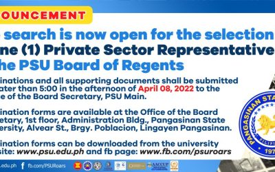 2nd call for the selection of one (1) Private Sector Representative to the PSU Board of Regents