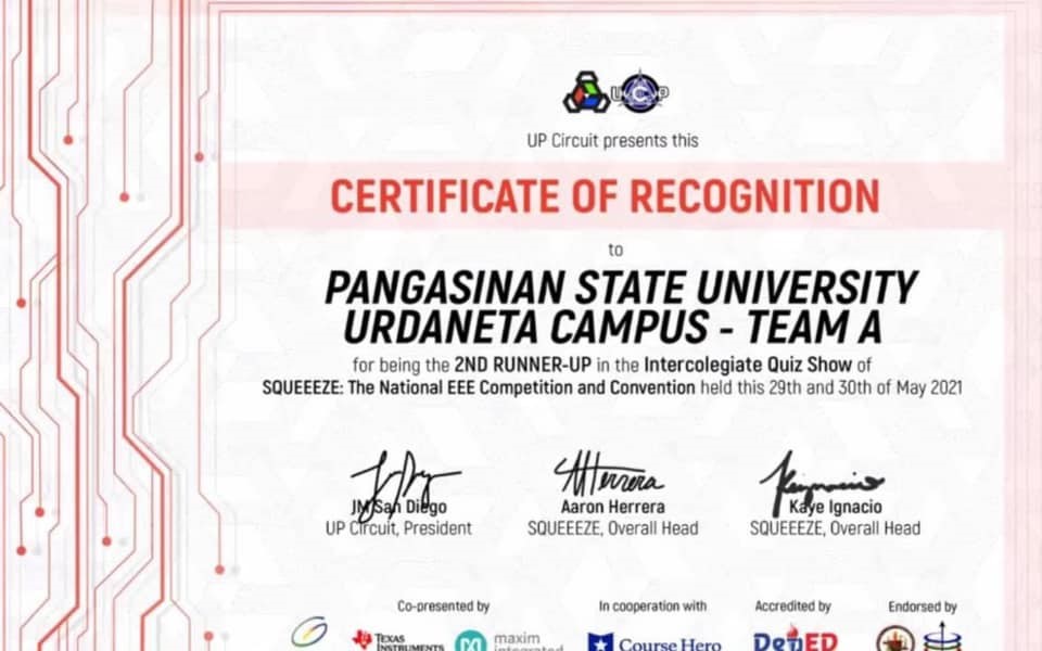 PSU Urdaneta Students Clutch Third Place at SquEEze Intercollegiate Quiz Show